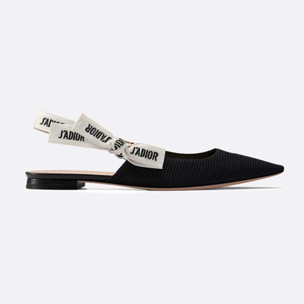 Dior Women Miss J’adior Ballerina in Black Technical  Canvas in 1cm Heel
