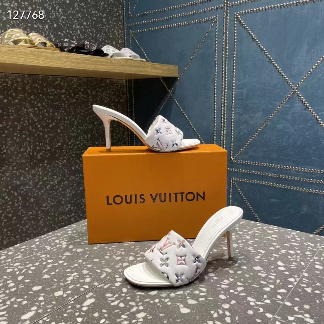 Louis Vuitton LV Women Revival Mule White Monogram-Embossed Lambskin 9.5 cm Heel