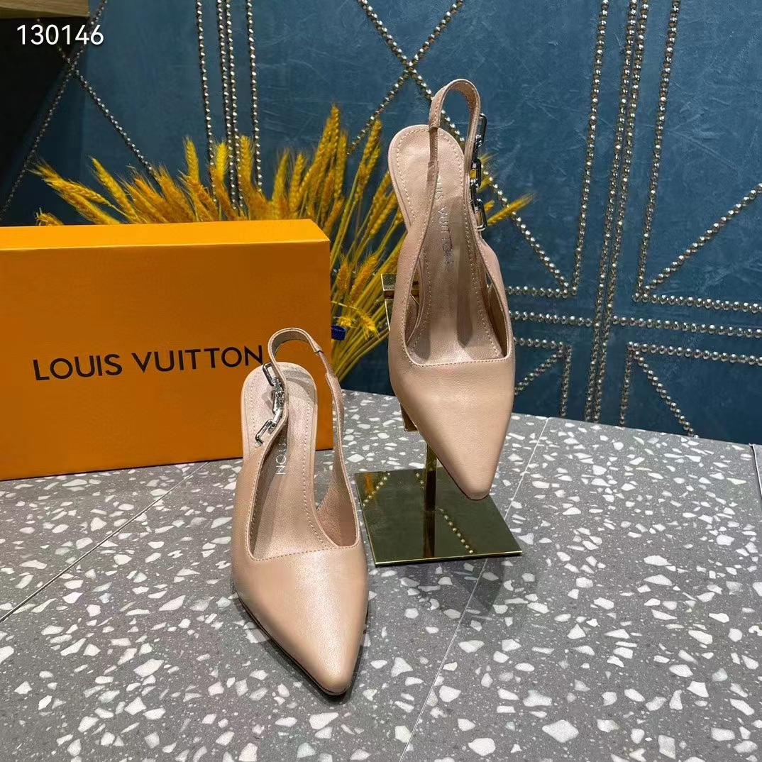 Louis Vuitton LV Women Sparkle Slingback Pump Nude Pink Calf Leather 9.5 Cm Heel