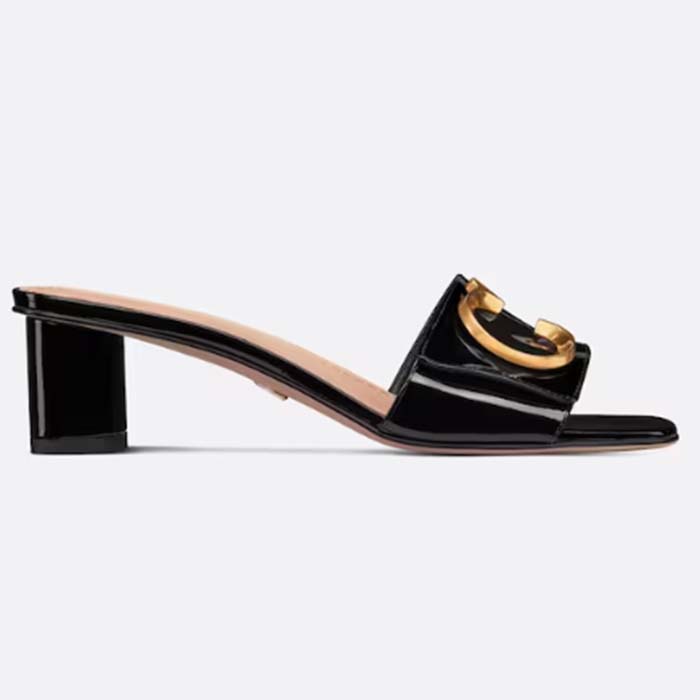 Dior Women CD C’est Dior Heeled Slide Black Patent Calfskin