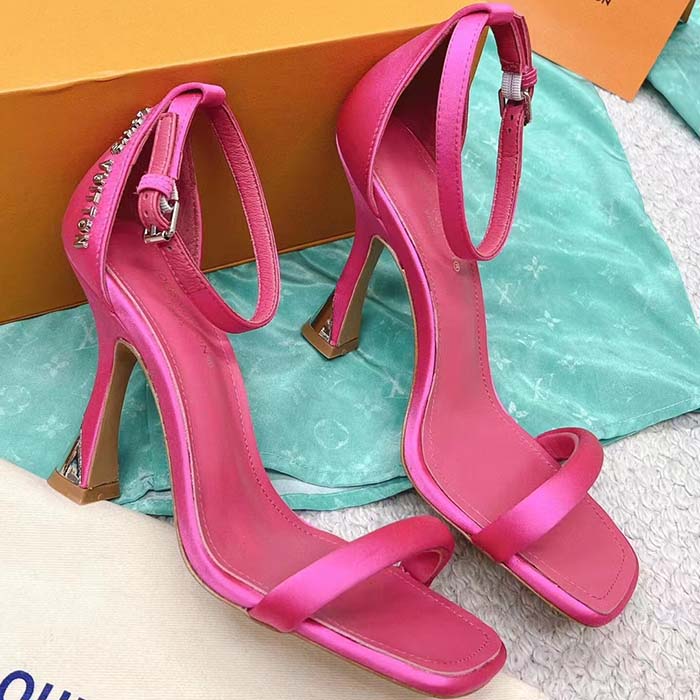 Louis Vuitton LV Women Sparkle Sandal Pink Lambskin Leather Outsole 9.5 Cm Heel