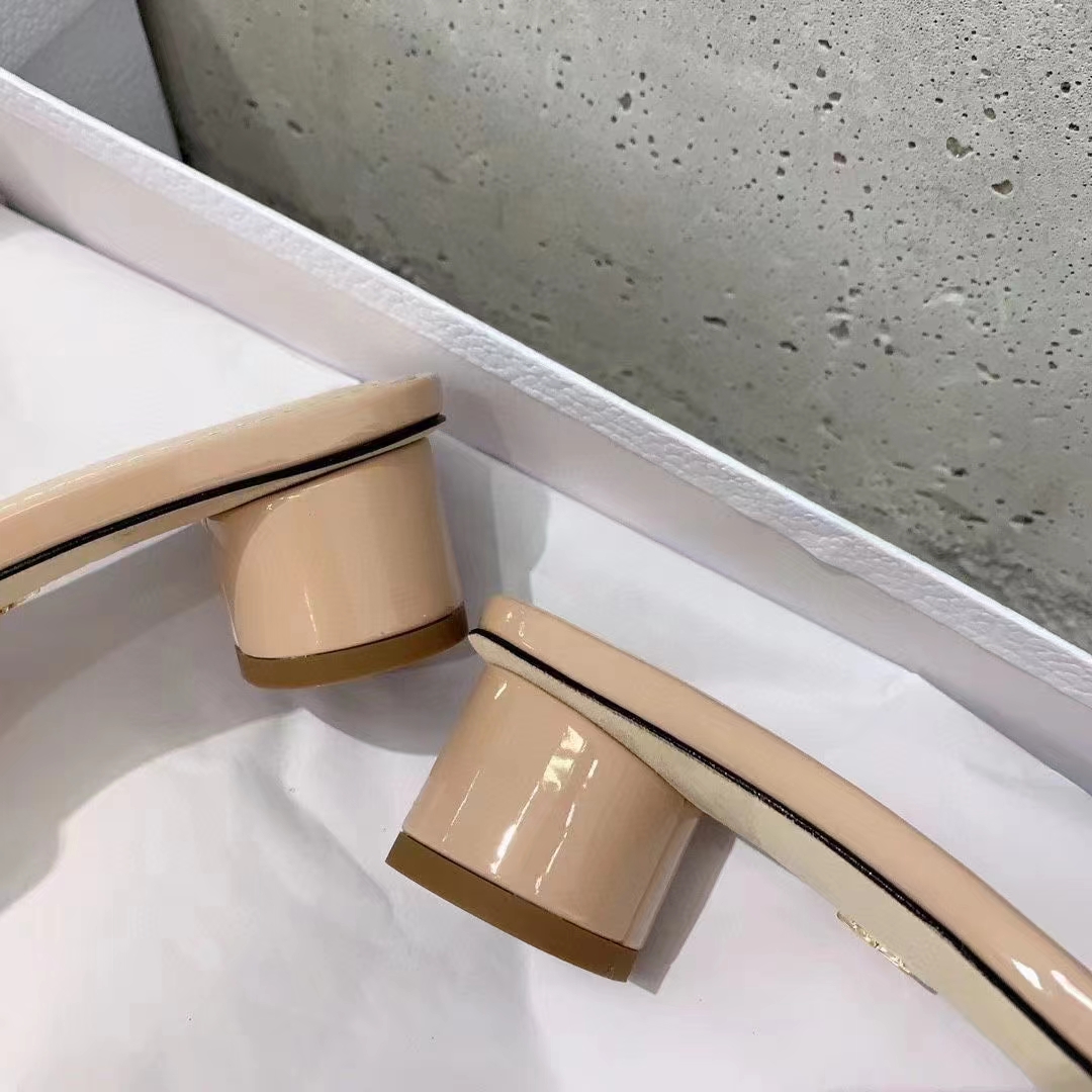 Dior Women CD C’est Dior Heeled Slide Nude Patent Calfskin