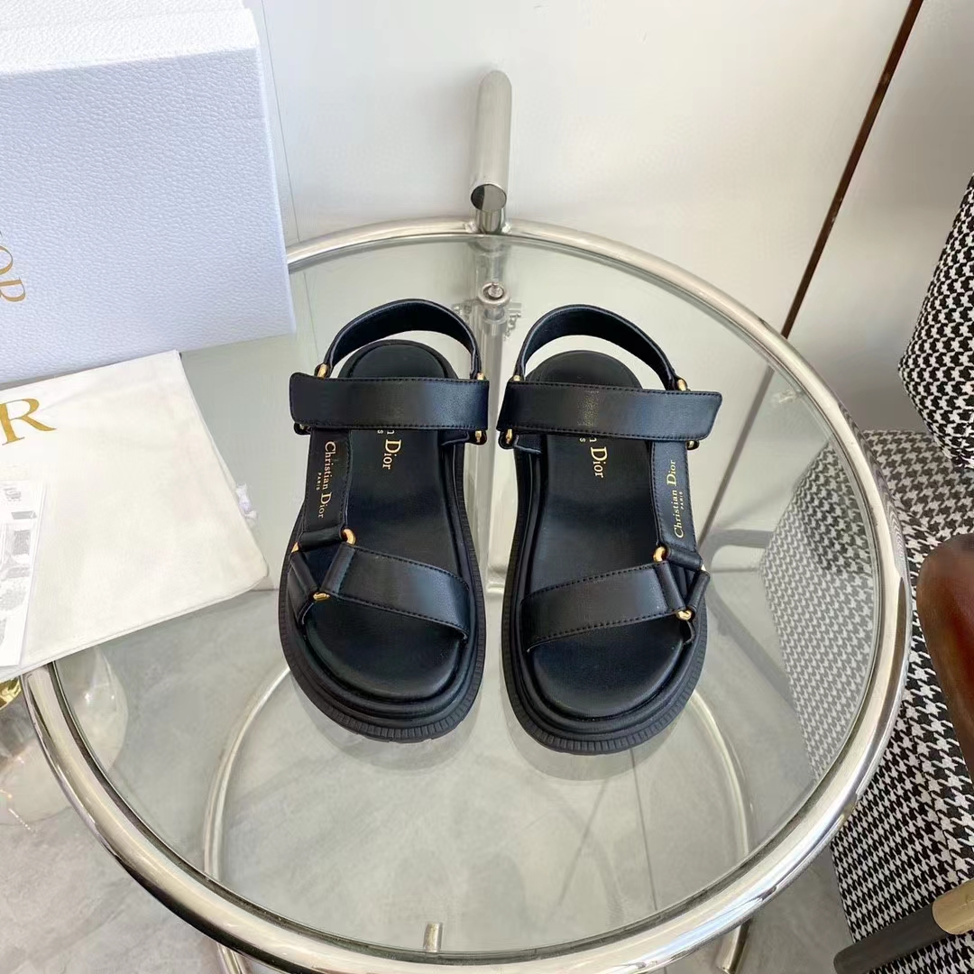 Dior Women CD D-Wave Sandal Black Lambskin Paris Signature EVA