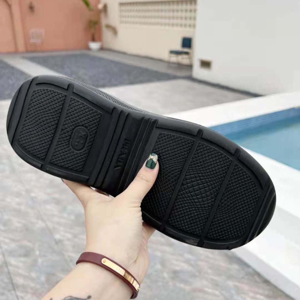 Prada Women Foam Rubber Mules With Embossed Rubber Triangle Logo-Black