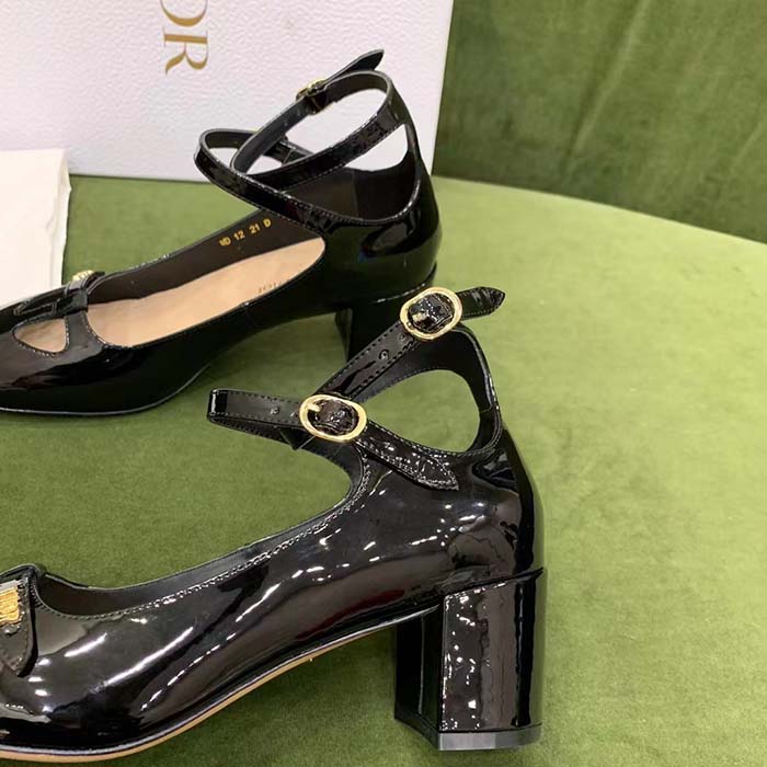 Dior Women Shoes CD Aime Dior Ballerina Pump Black Patent Calfskin