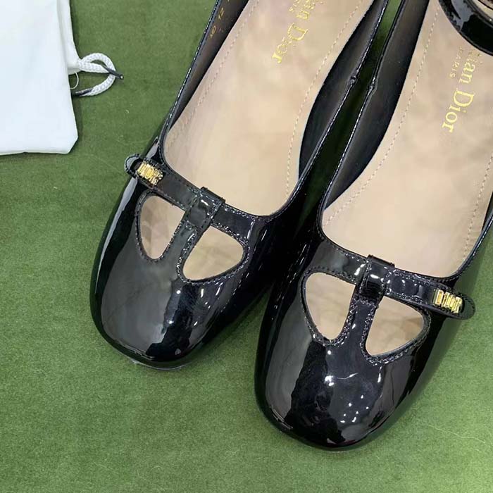 Dior Women Shoes CD Aime Dior Ballerina Pump Black Patent Calfskin