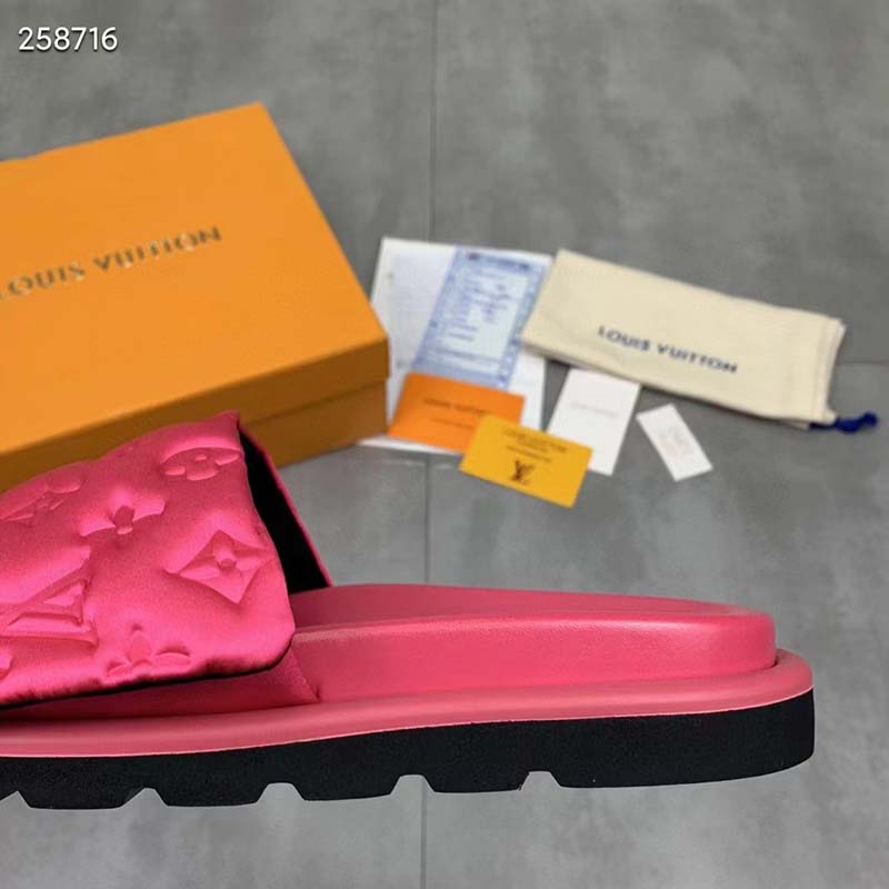 Louis Vuitton LV Unisex Pool Pillow Flat Comfort Mule Fuchsia Pink Monogram