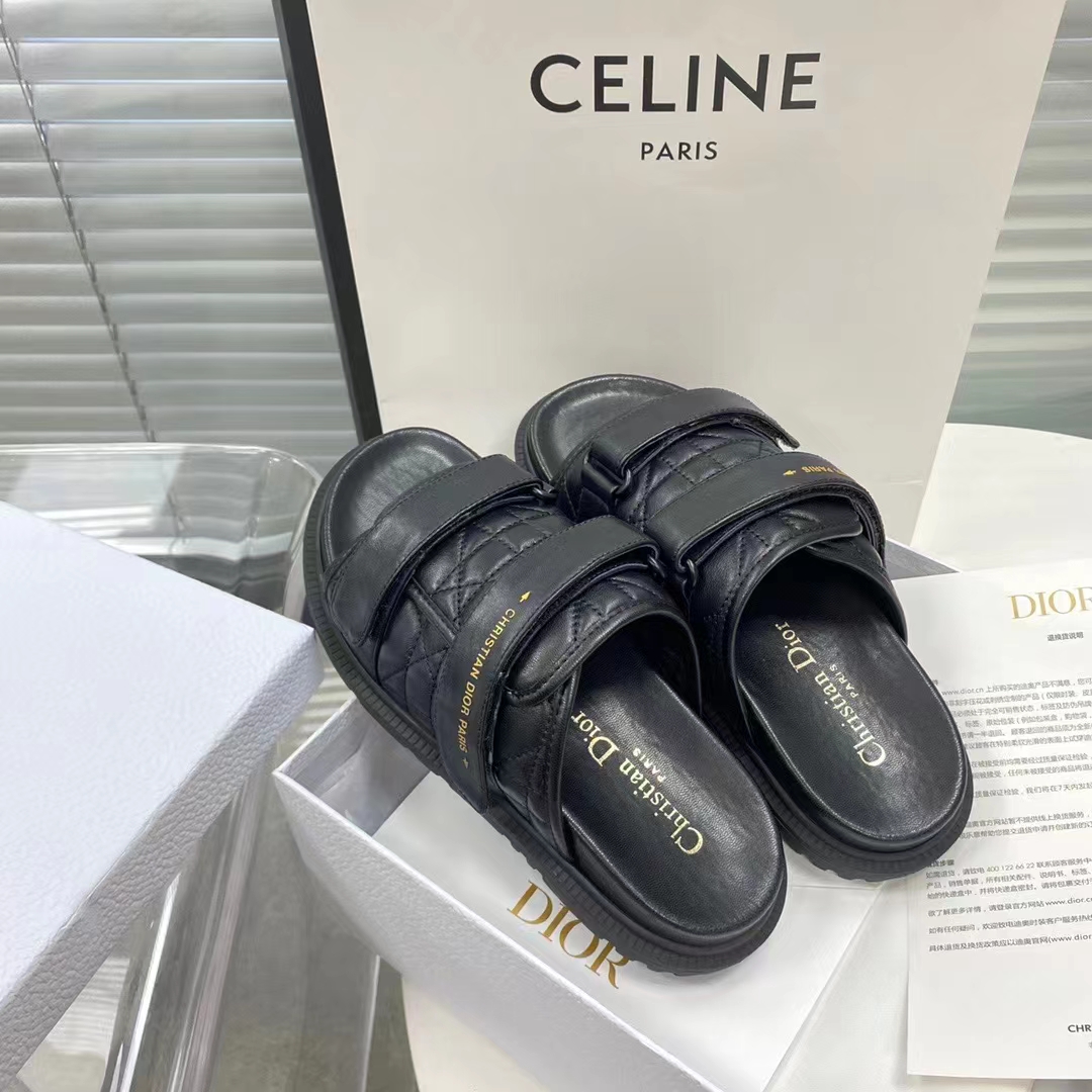 Dior Unisex CD Dio(r)Evolution Slide Black Quilted Cannage Calfskin