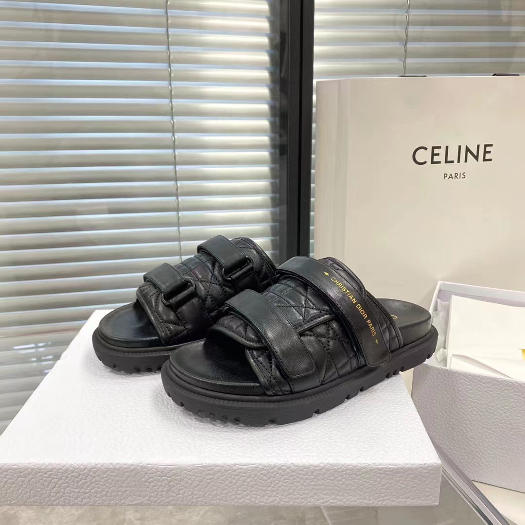 Dior Unisex CD Dio(r)Evolution Slide Black Quilted Cannage Calfskin
