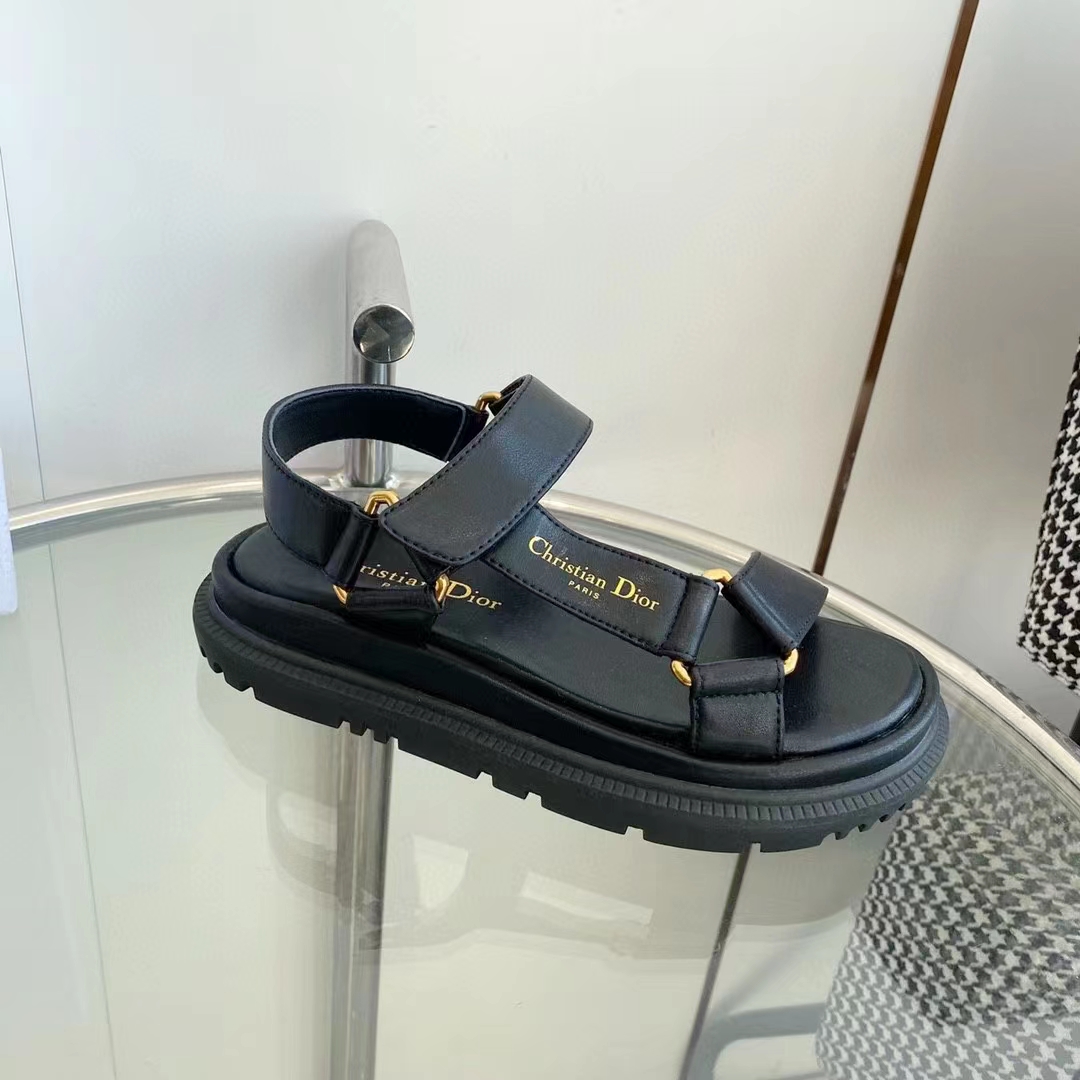 Dior Women CD D-Wave Sandal Black Lambskin Paris Signature EVA