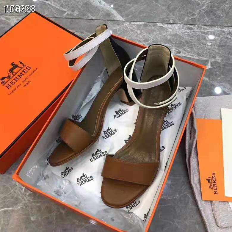 Hermes Women Shoes Manege Sandal 5.1 cm Heel-Brown