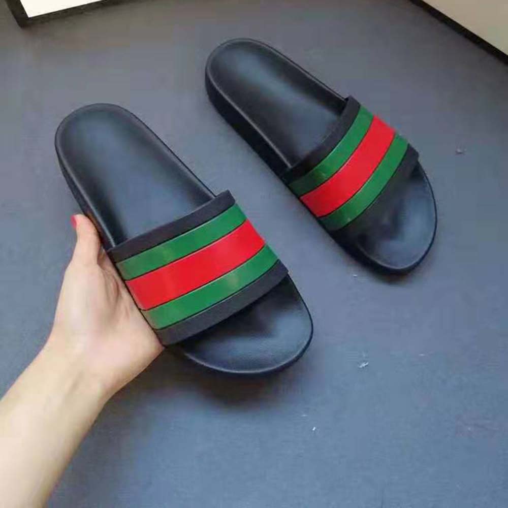 Gucci Men Web Slide Sandal-Black