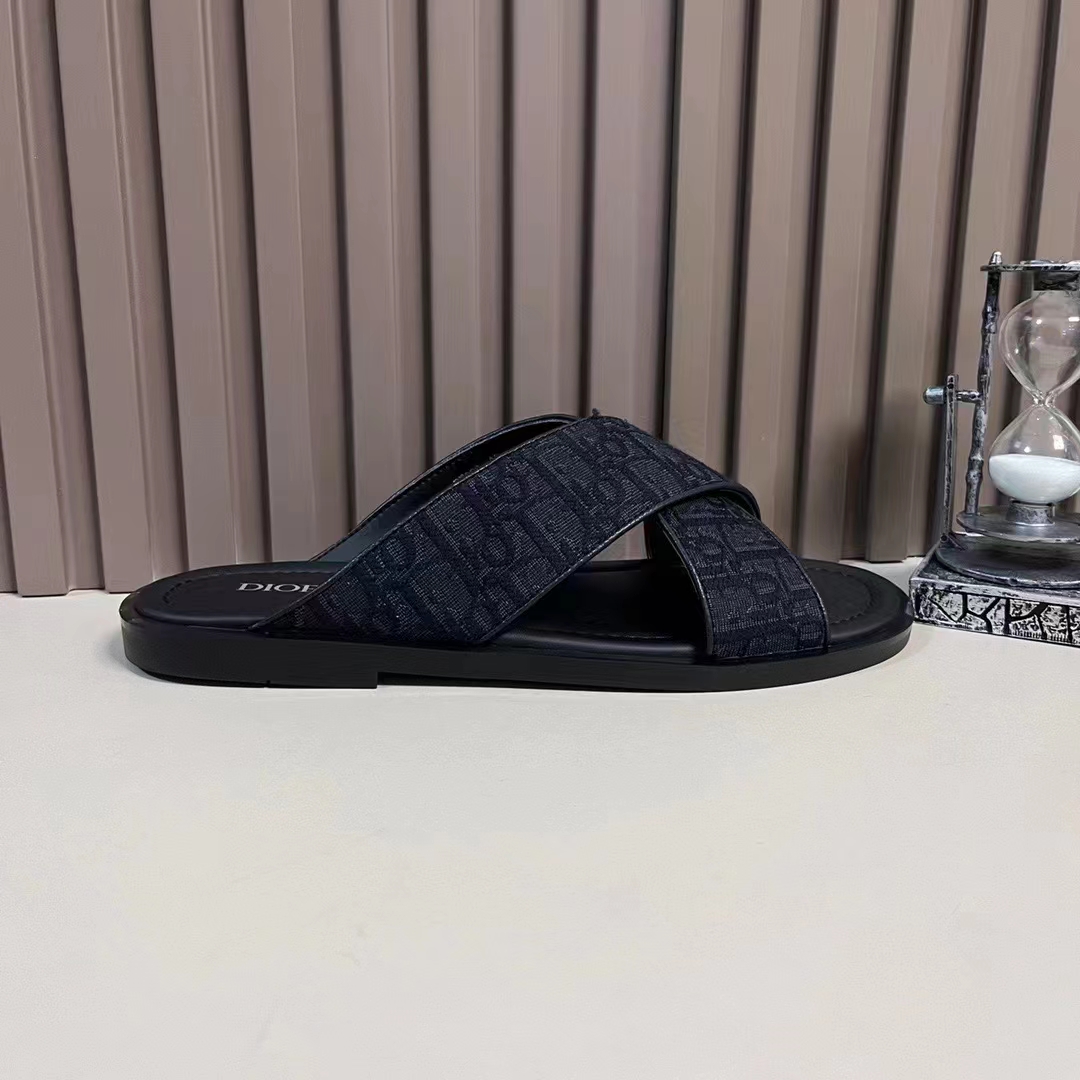 Dior Unisex CD Dior Alias Sandal Black Dior Oblique Jacquard Calfskin Insole