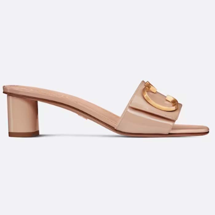 Dior Women CD C’est Dior Heeled Slide Nude Patent Calfskin