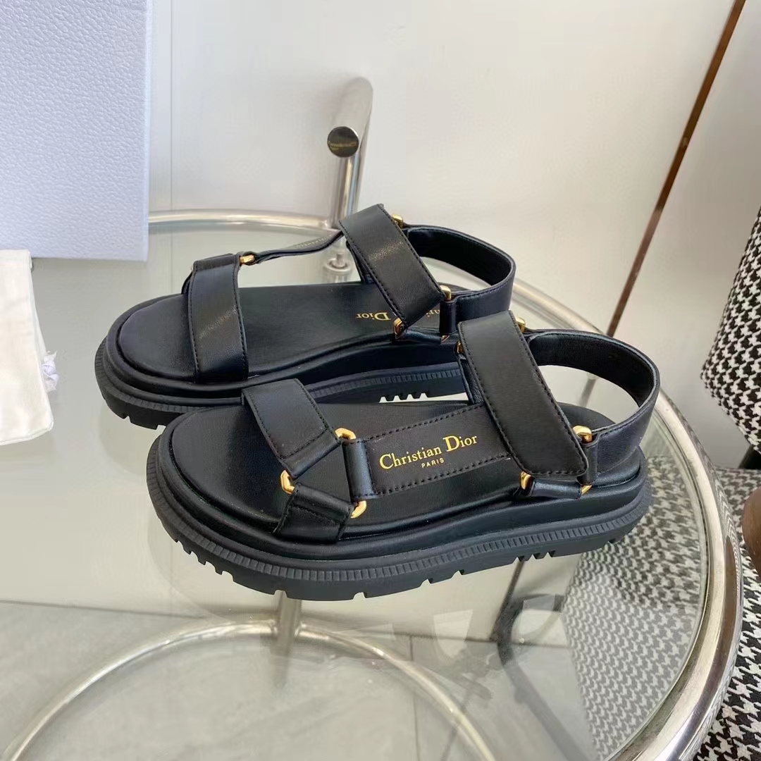 Dior Women CD D-Wave Sandal Black Lambskin Paris Signature EVA