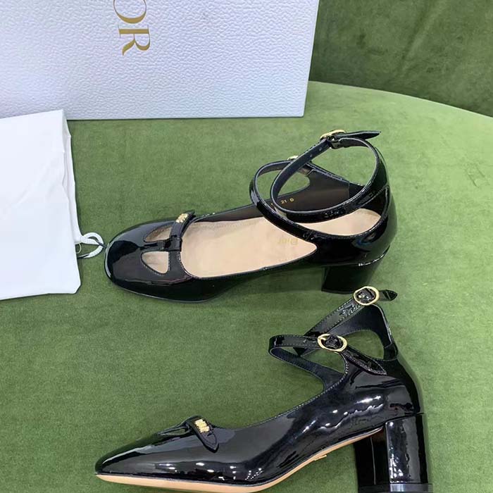 Dior Women Shoes CD Aime Dior Ballerina Pump Black Patent Calfskin