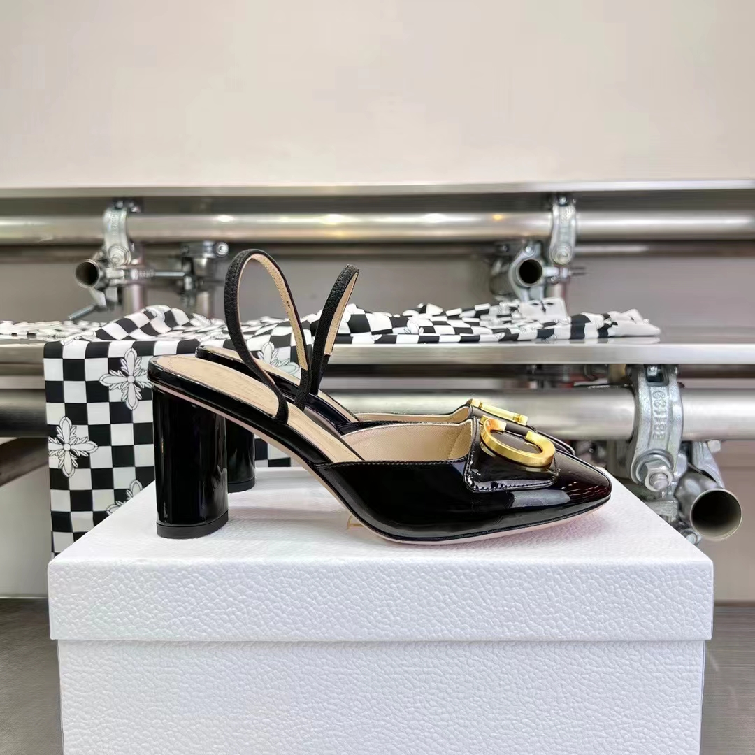 Dior Women CD C’est Dior Slingback Pump Black Patent Calfskin Stretch Leather