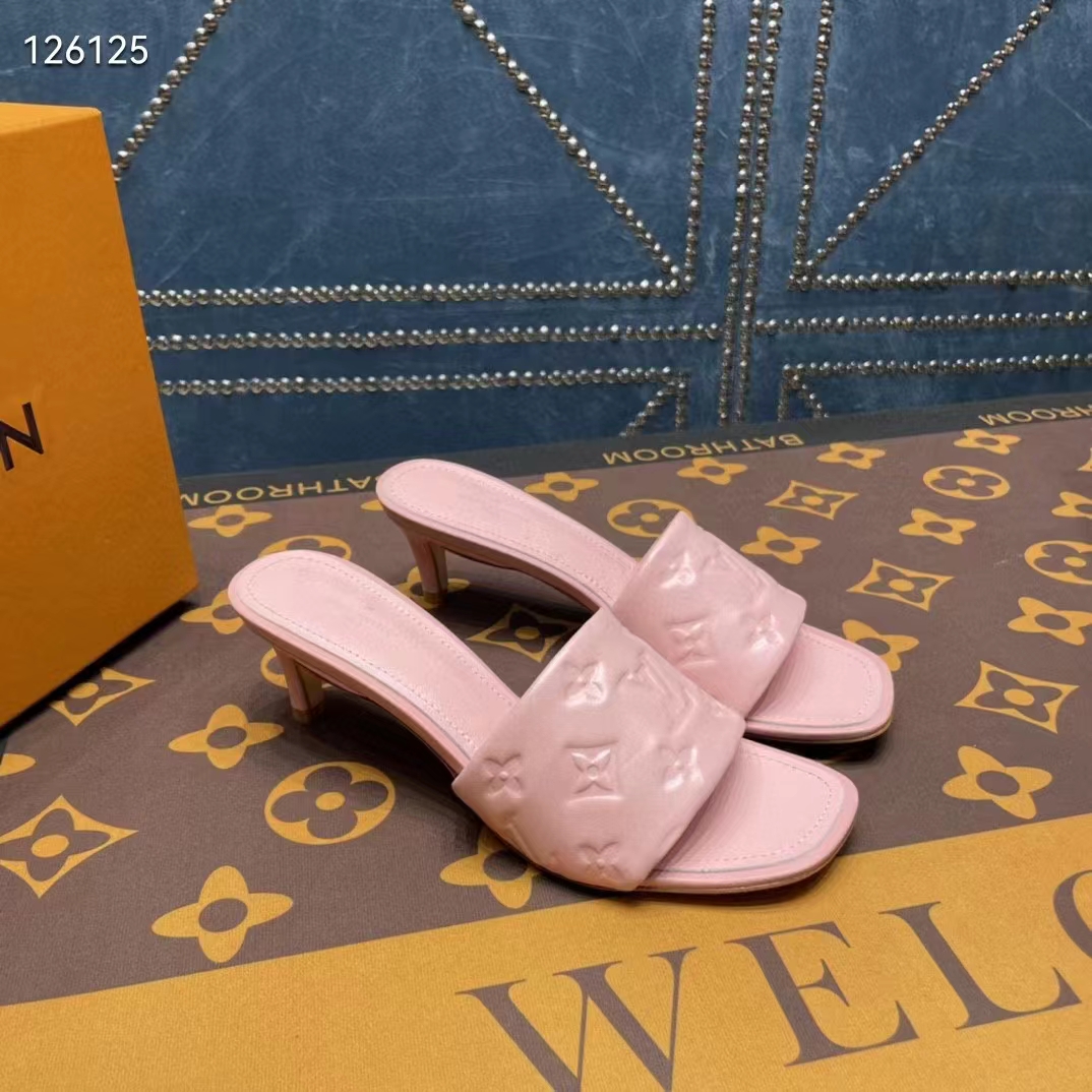 Louis Vuitton LV Women Revival Mule Pink Monogram Embossed Lambskin 5.5 cm Heel