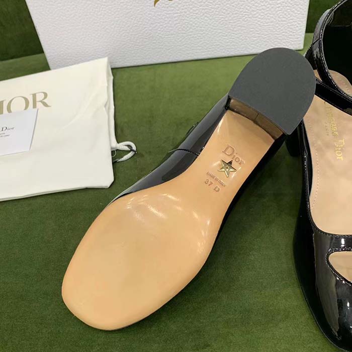 Dior Women Shoes CD Aime Dior Ballerina Pump Black Patent Calfskin