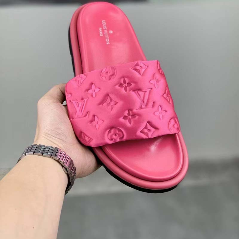 Louis Vuitton LV Unisex Pool Pillow Flat Comfort Mule Fuchsia Pink Monogram