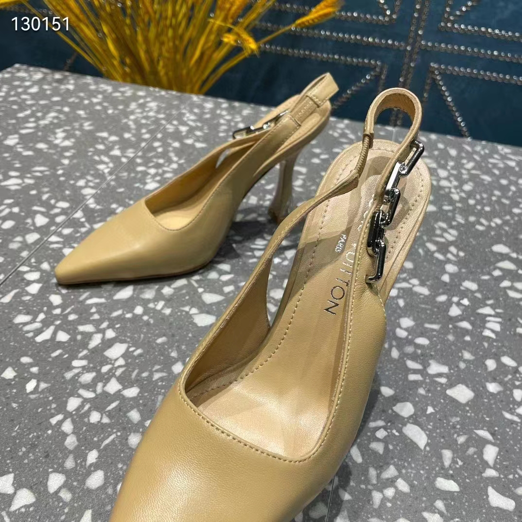 Louis Vuitton LV Women Sparkle Slingback Pump Gold Metallic Calf Leather 9.5 Cm Heel