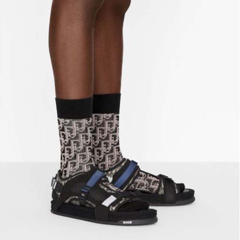 Dior Women Shoes Dior Atlas Sandal Beige Black Dior Oblique Jacquard Black Suede