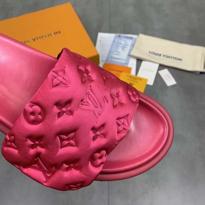 Louis Vuitton LV Unisex Pool Pillow Flat Comfort Mule Fuchsia Pink Monogram