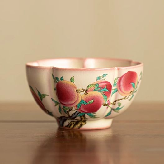 Jiu Tao Handcrafted Ru Kiln Blossom Cup Ceramic Tea Cup