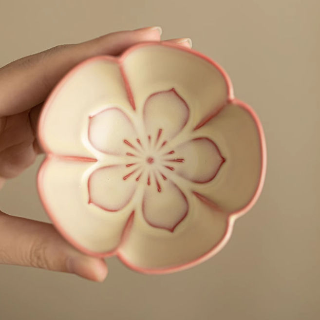 Jiu Tao Handcrafted Ru Kiln Blossom Cup Ceramic Tea Cup