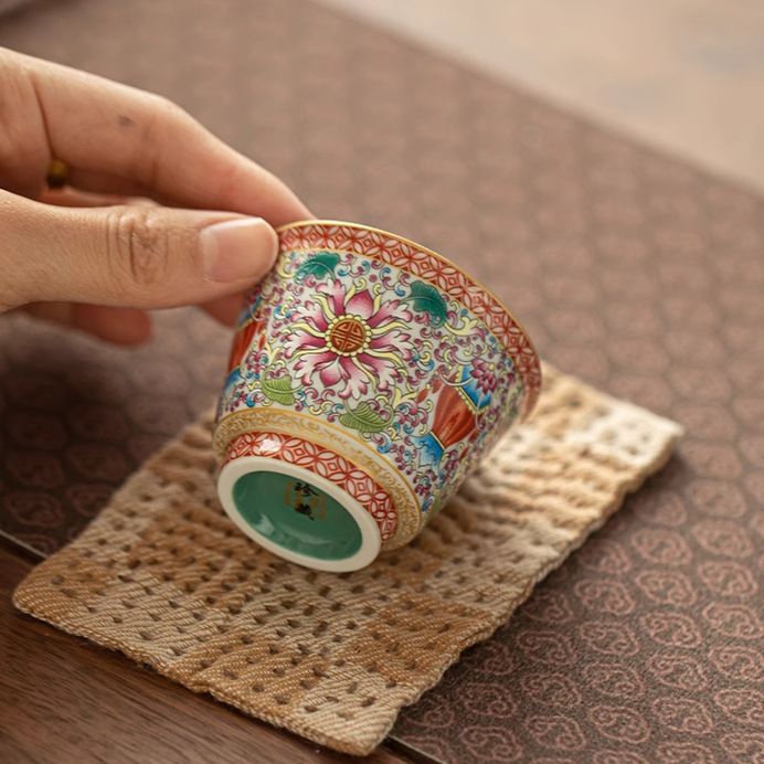 Jin Xiu Ru Yi Enamelled Color Personal Use Porcelain Tea Cup