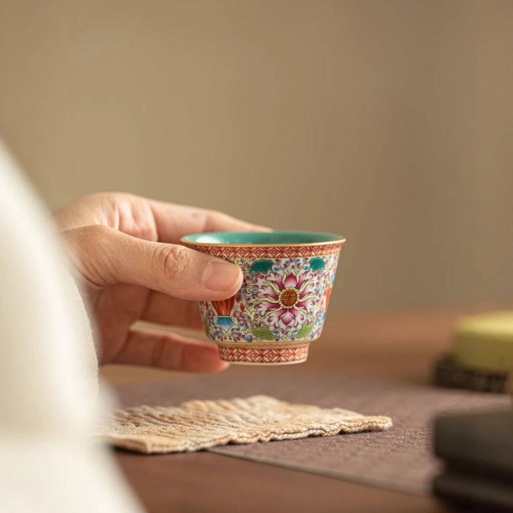 Jin Xiu Ru Yi Enamelled Color Personal Use Porcelain Tea Cup