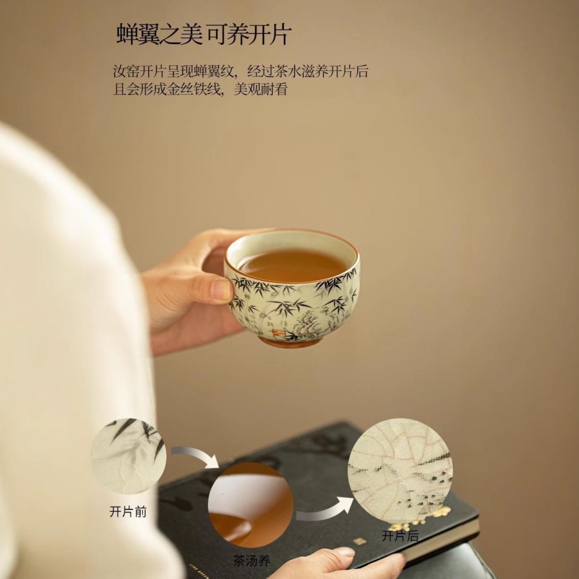 Zhu Bao Ping An Handcrafted Song Dynasty Ru Kiln Tea Cup