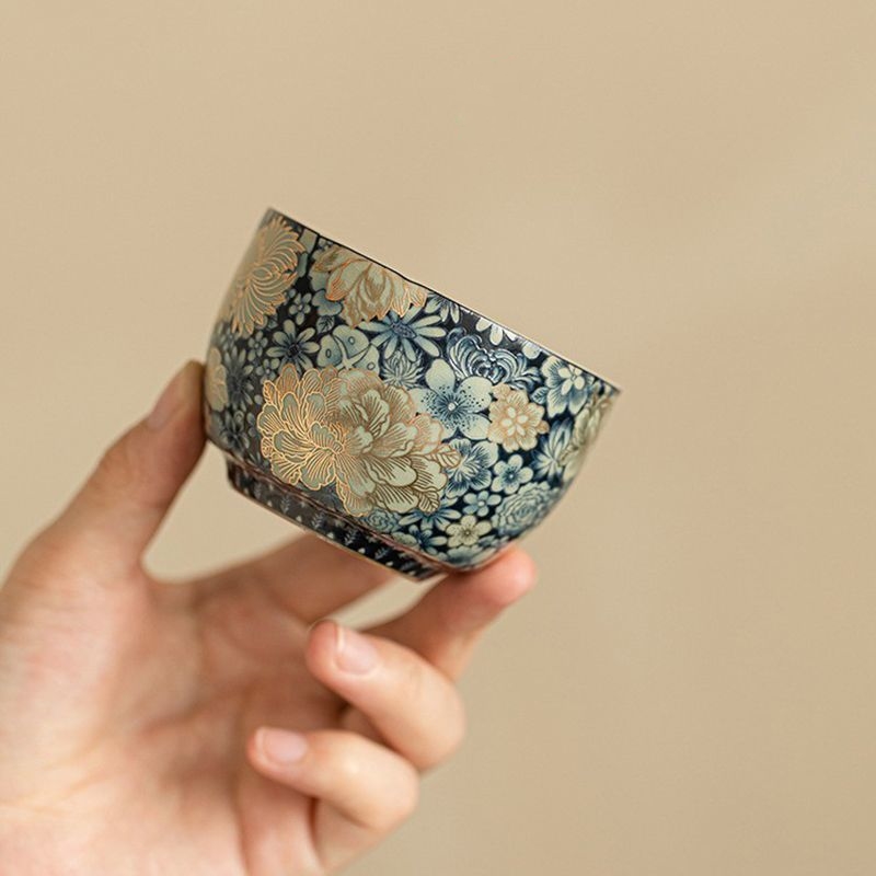 Fan Hua Ru Kiln Floral Porcelain Tea Cup