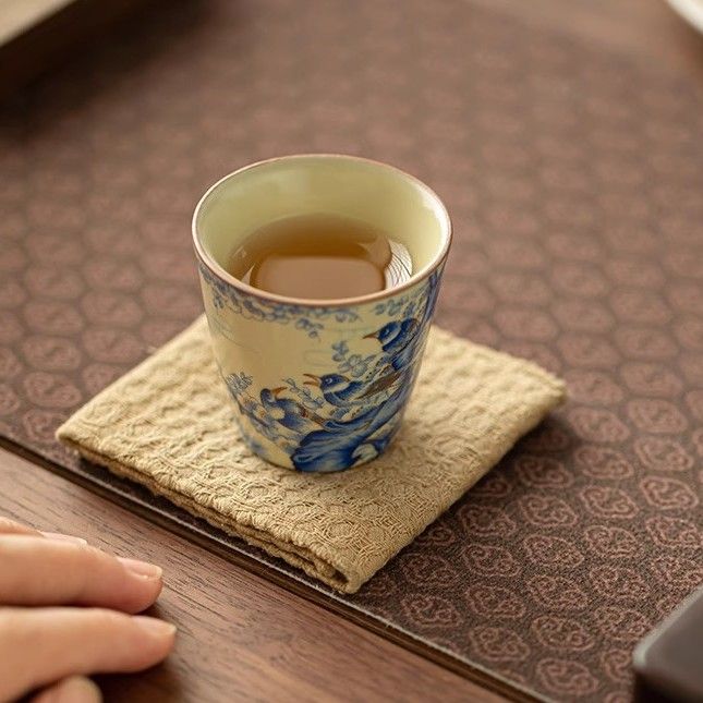 Handcrafted Song Dynasty Ru Kiln Joyful Aroma Tea Cup