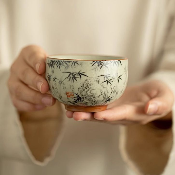 Zhu Bao Ping An Handcrafted Song Dynasty Ru Kiln Tea Cup