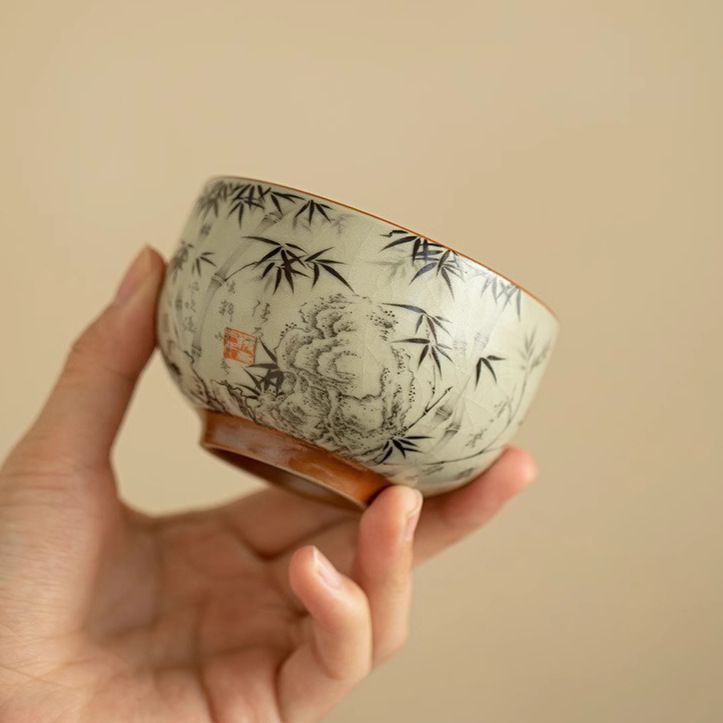 Zhu Bao Ping An Handcrafted Song Dynasty Ru Kiln Tea Cup