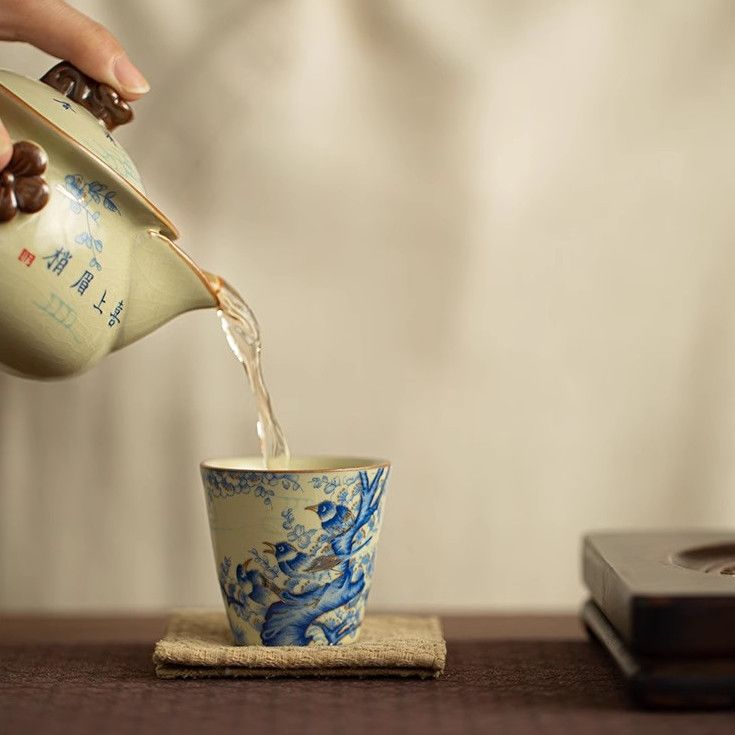 Handcrafted Song Dynasty Ru Kiln Joyful Aroma Tea Cup