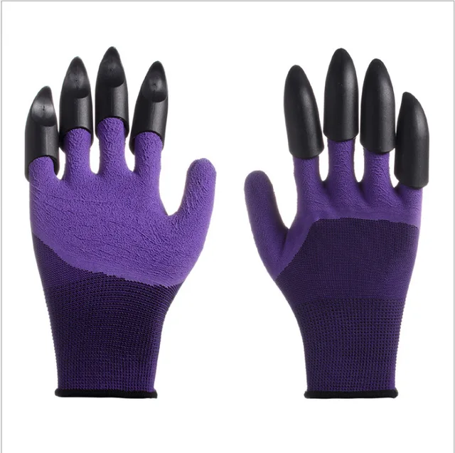 ABS Plastic Garden Rubber Gloves Gardening Digging Planting Durable Waterproof Work Glove with 4 or 8 Hand Claw
