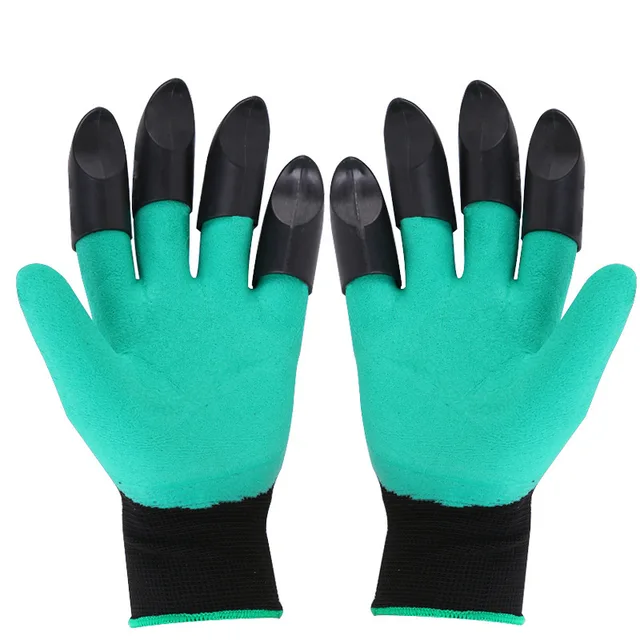 ABS Plastic Garden Rubber Gloves Gardening Digging Planting Durable Waterproof Work Glove with 4 or 8 Hand Claw