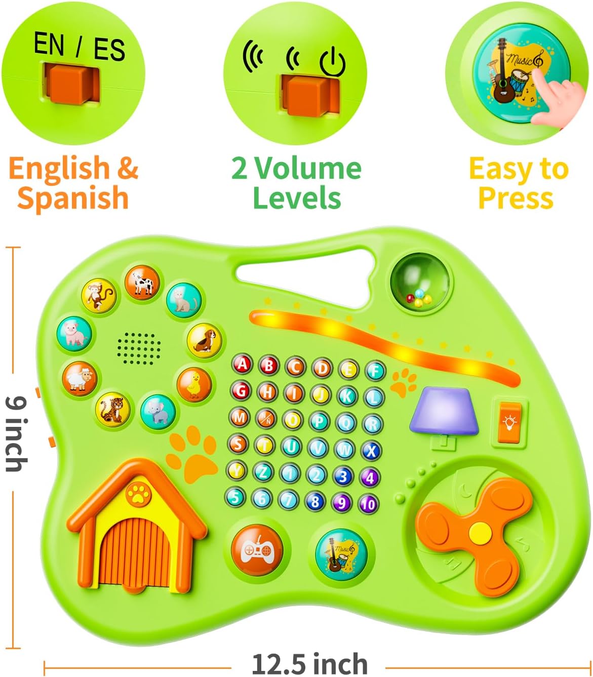 9-in-1 Bilingual Learning Toys for Toddlers 1-3, Montessori Educational Toy for 1-2 Year Old Girl Boy, Musical Baby Toy 6-12-18 Month Age, First Christmas 1st Birthday Gifts for 1+ Year Old