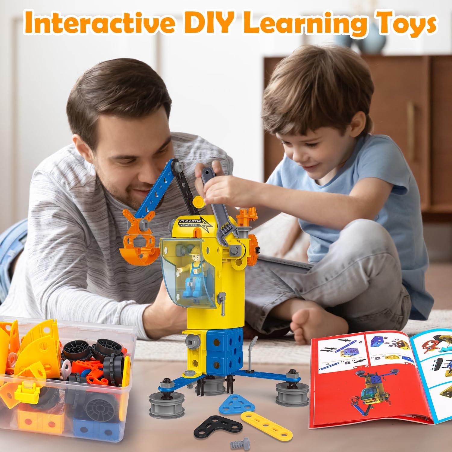 192 PCS STEM Building Toys for 5 6 7 8 9 + Year Old Boy Girl Gift Stem Project Activities Kit for Kids 5-7 6-8 Educational Autism Robotic Toy Learning Game Excavator Engineering Construction Set