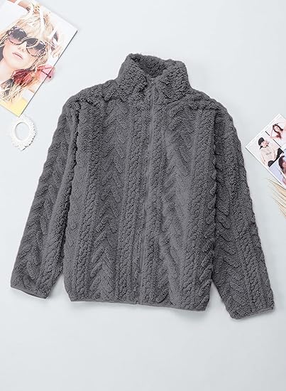2025 Women's Winter Fleece Jacket, Zippered Stand Collar Casual Jacket with Pockets