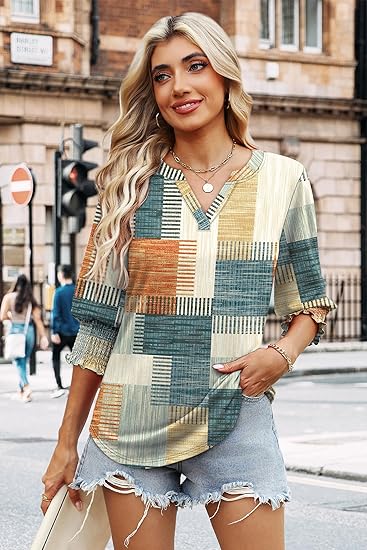 Women's shirt, casual formal style, three-quarter sleeves, fashionable summer and autumn shirt, sizes S-3XL