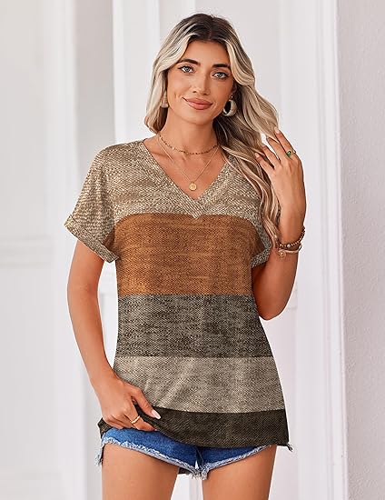 Women's Summer Rolled-Up Short-Sleeve V-Neck Shirt Set - Casual, Formal, and Business Shirt Suit