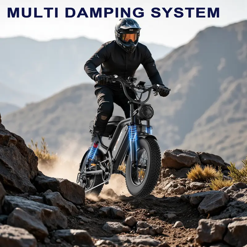 【VOLTVOGUE】 Bicicleta elétrica, equipada com quadro de aço de alto carbono, sistema de suspensão completa, velocidade máxima de 40 km/h, bateria de 48V 648Wh, autonomia com assistência de pedal de 48 a 112 km, pneus todo-terreno de 16 polegadas, moto