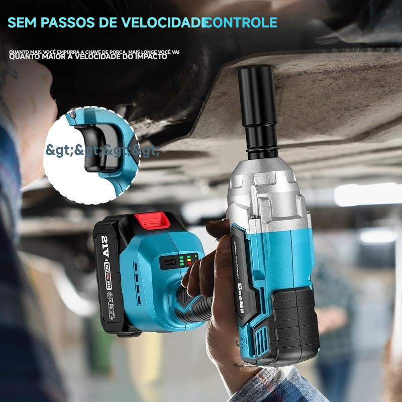 Chave de impacto elétrica sem escovas 3 em 1 Seesii, chave de impacto sem fio com 2 baterias de 4,0 Ah, 6 soquetes, 8 brocas e 6 parafusos - Ideal para carros e uso doméstico, ofertas de Black Friday WH700