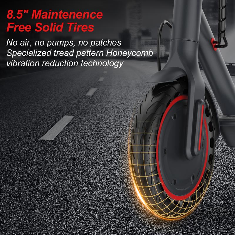【Patinete Elétrico】 – Velocidade máxima de 19 mph, pneus sólidos de 8,5 polegadas com estrutura alveolar, motor de 350 W, autonomia de 12 milhas, patinete dobrável para deslocamento urbano com sistema de freio duplo e controle por aplicativo.