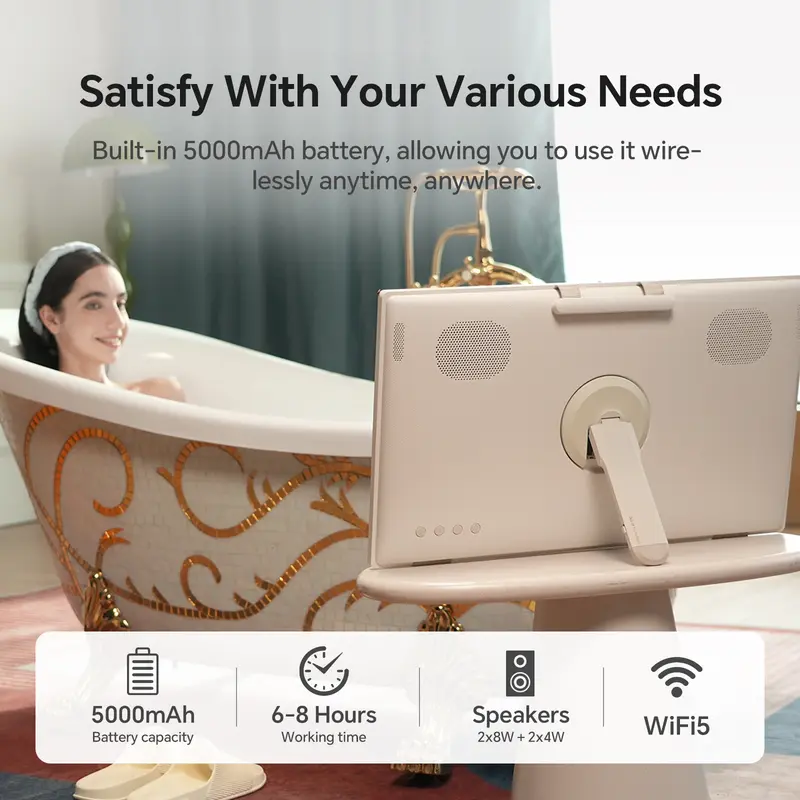 Monitor portátil com tela sensível ao toque KTC 25'' 1080p MegPad A25Q5, processador Qualcomm de 8 núcleos, 8 GB de RAM + 128 GB de armazenamento, Android 14, certificação Google EDLA, câmera de 8 MP, alto-falantes de 2*8W + 2*4W, controle remoto, ba