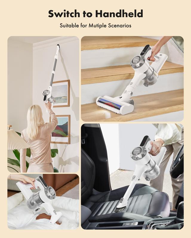 【Homeika 2025, modelo recém-atualizado】O aspirador sem fio Trucozie T350 apresenta um design leve 8 em 1, com autonomia de até 45 minutos e sucção potente de 33 kPa. Este aspirador sem fio recarregável é ideal para carpetes, pisos de cerâmica, pelos