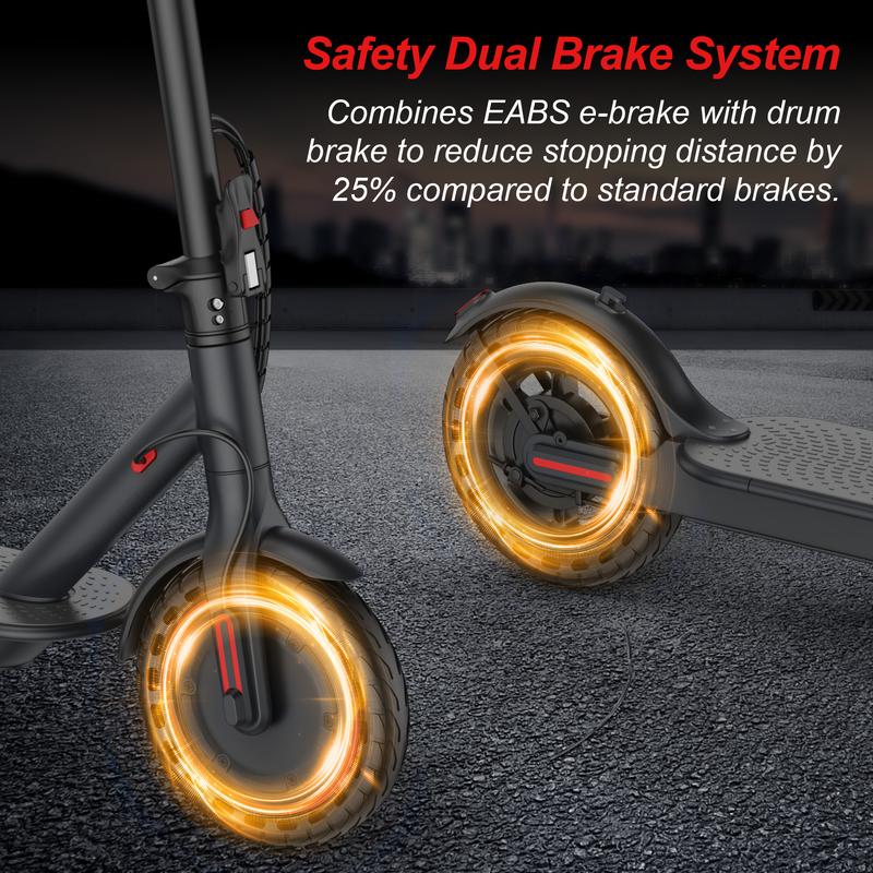 【Patinete Elétrico】 – Velocidade máxima de 19 mph, pneus sólidos de 8,5 polegadas com estrutura alveolar, motor de 350 W, autonomia de 12 milhas, patinete dobrável para deslocamento urbano com sistema de freio duplo e controle por aplicativo.